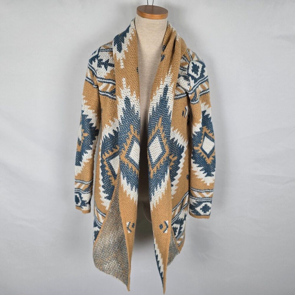 Woven Heart Open Cardigan Women's XS Aztec Southwestern Long Sleeve Knit